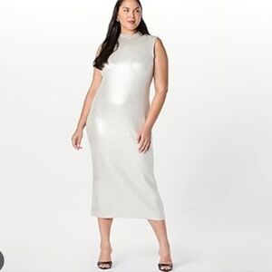 NWT The Drop Elegant Sleeveless Sweater Dress In Silver Size 2X